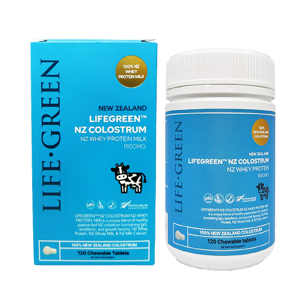 라이프그린 100% 뉴질랜드 초유 단백질 1800mg 츄어블 120정